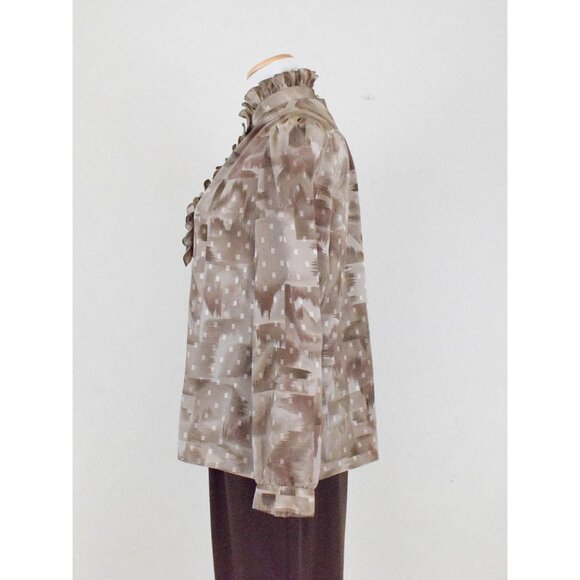 Vintage 70s Mockneck Button up Secretary Blouse‎ - Picture 3 of 9